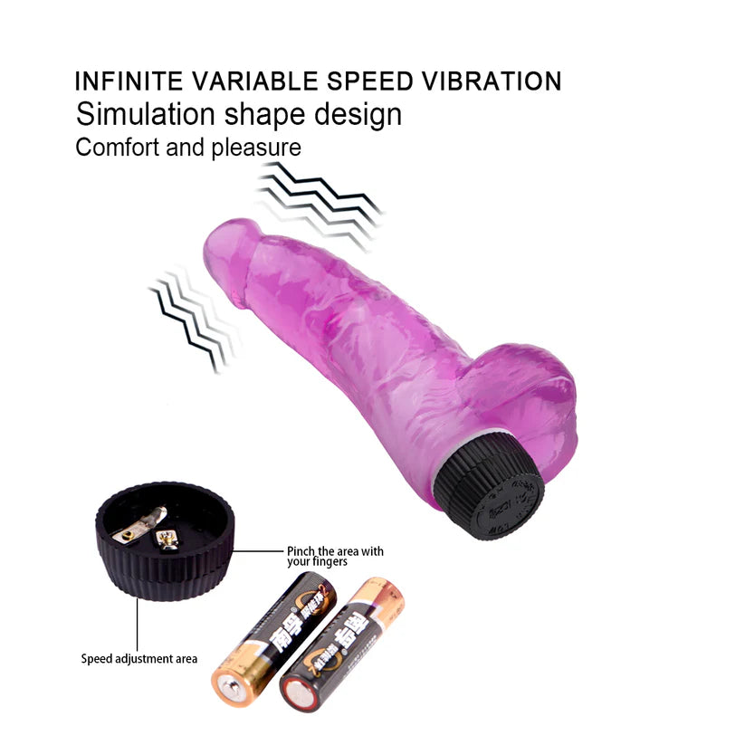 MZ2589 Realistični Massive Vibrator sa testisima  20 cm - purple