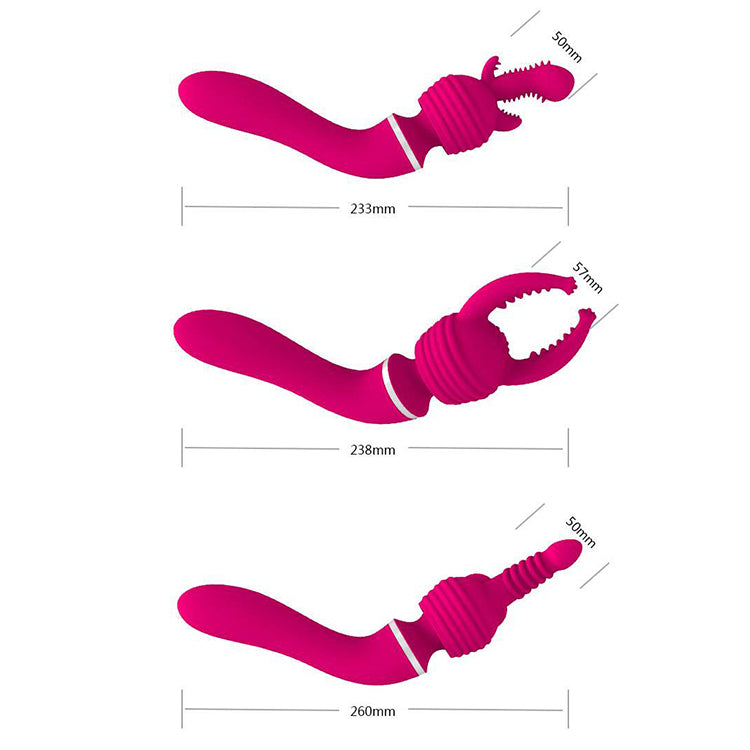 MZ2554 Magic Wand Intimni Masažer sa 3 Nastavka – 10 Vibracionih Modova, USB Punjenje