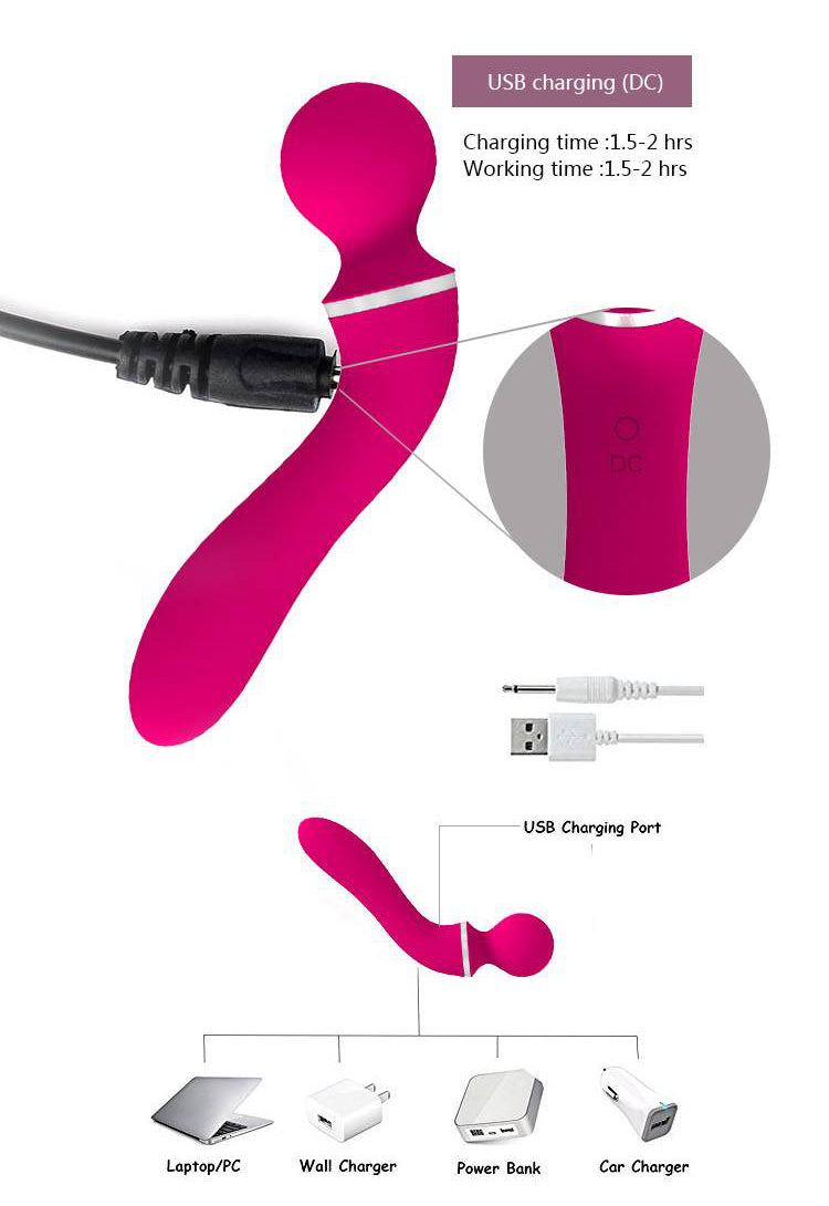 MZ2554 Magic Wand Intimni Masažer sa 3 Nastavka – 10 Vibracionih Modova, USB Punjenje